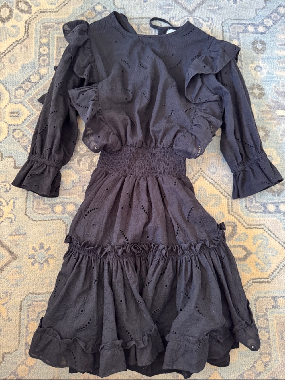 Misa Los Angeles Black Eyelet Ruffle Dress